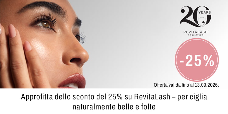 Approfitta dello sconto del 25% su Revitalash per ciglia naturalmente belle e forte