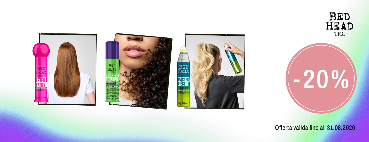 I tuoi prodotti preferiti per la cura e lo styling ti stanno aspettando. Approfitta subito della promozione TIGI in corso e dona ai tuoi capelli una lucentezza straordinaria