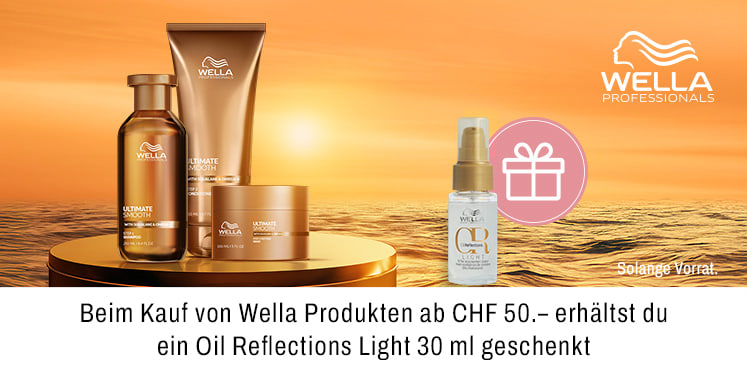 Beim Kauf von Wella Produkten ab CHF 50 erhältst du ein Oil Reflections Ligt 30 ml geschenkt