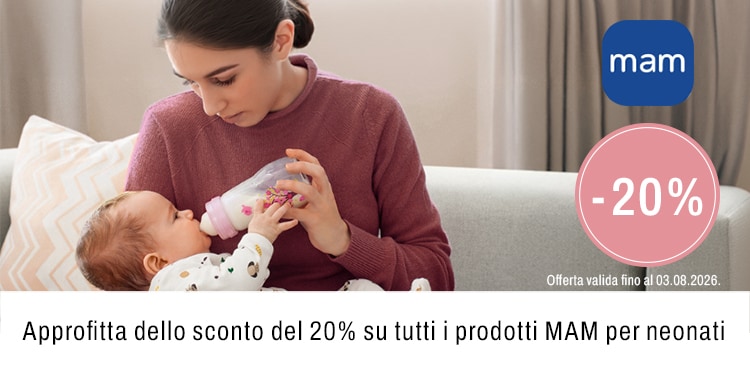 Approfitta dello sconto del 20% su tutti i prodotti MAM per neonati
