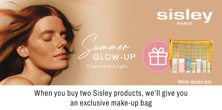 When you buy two Sisley products we ll give you an exklusive make up bag