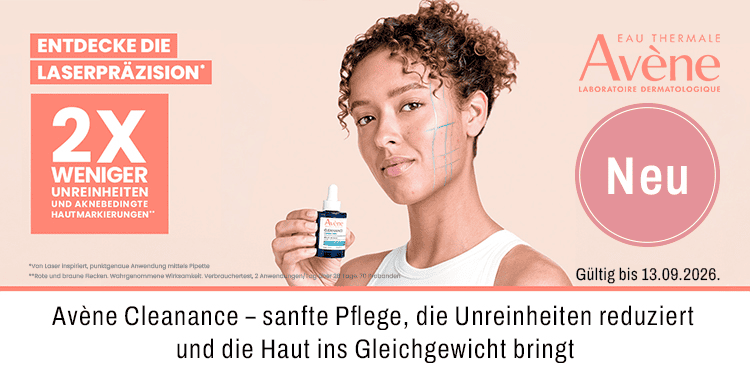 Avene Cleanance sanfte Pflege die Unreinheiten reduziert und die Haut ins Gleichgewicht bringt.