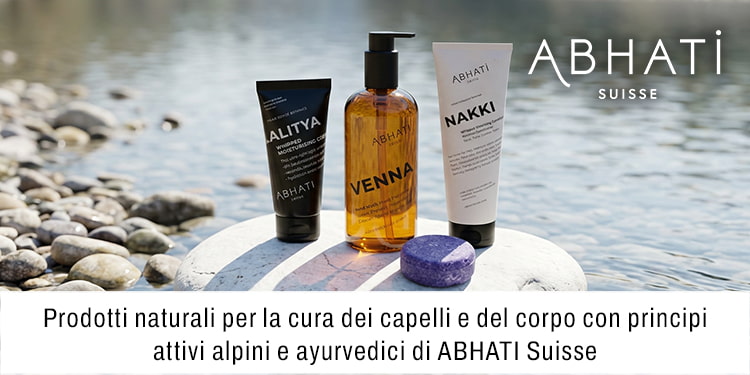 Prodotti naturali per la cura dei capelli e del corpo con pricncipi attivi alpini e ayurvedici di ABHATI Suisse