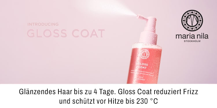 Glänzendes Haar bis zu 4 Tage. Gloss Coat reduziert Frizz und schützt vor Hitze bis 230 Grad