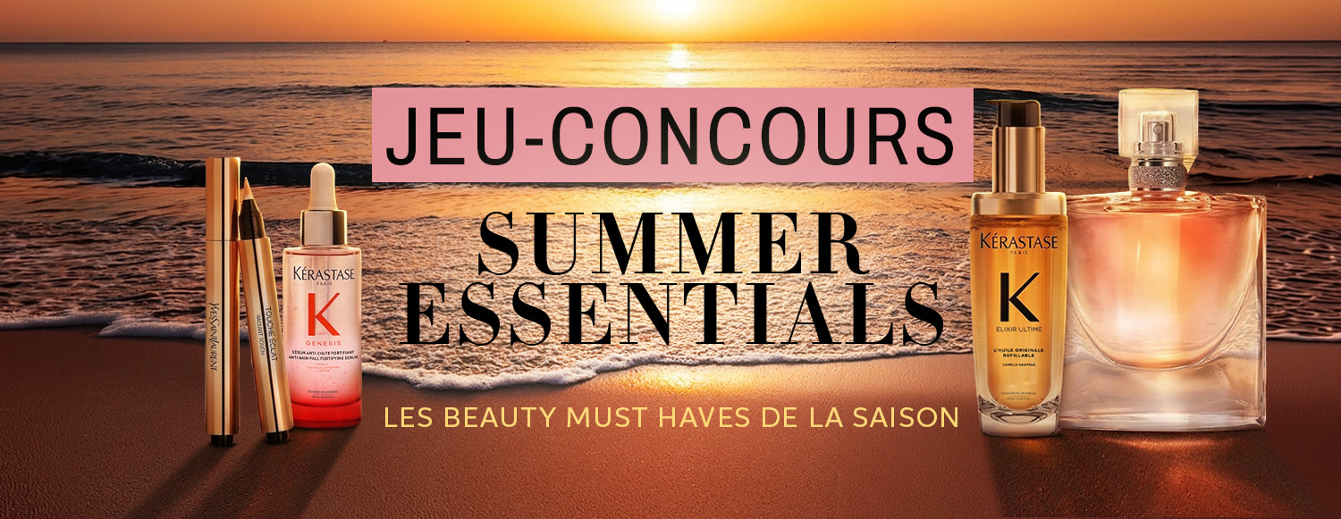 Kérastase Sommer-Haarpflege am Strand bei Sonnenuntergang. Luxuriöse Haircare-Produkte für gepflegtes, glänzendes Haar im Sommer.