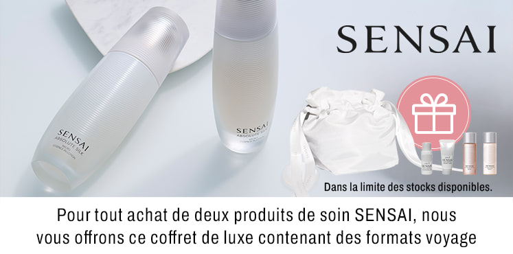 Pour tout achat de deux produits de soin SENSAI, nous vous offrons ce coffret de luxe contenant des formats voyage