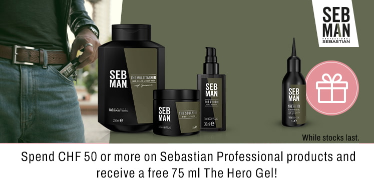 Spend CHF 50 or more on Sebastian professional products and receive a free 75 ml the hero gel