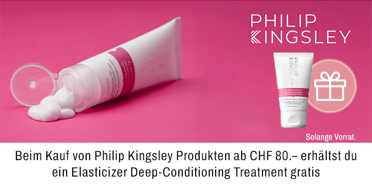 Beim Kauf von Philip Kingsley Produkten ab CHF 80.- erhältst du ein Elasticizier Deep-Conditioning Treatment gratis