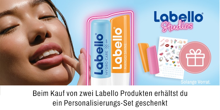 Beim Kauf von drei labello Produkten erhältst du ein Personalisierungsset geschenkt