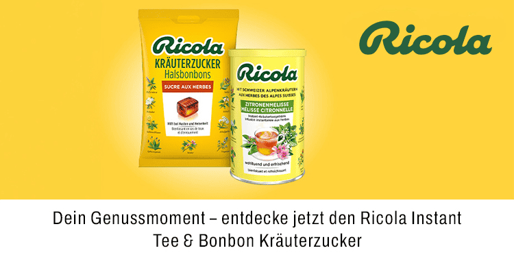 Dein Genussmoment – entdecke jetzt den Ricola Instant Tee und Bonbon Kräuterzucker