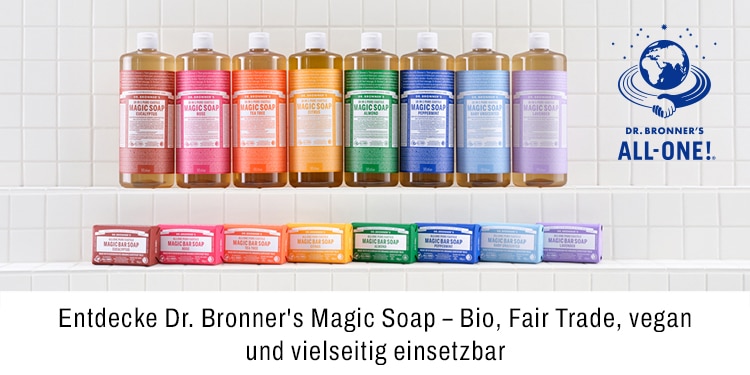 Entdecke Dr Bonners Magic Soap Bio Fair Trage vegan und vielseitig einsetzbar