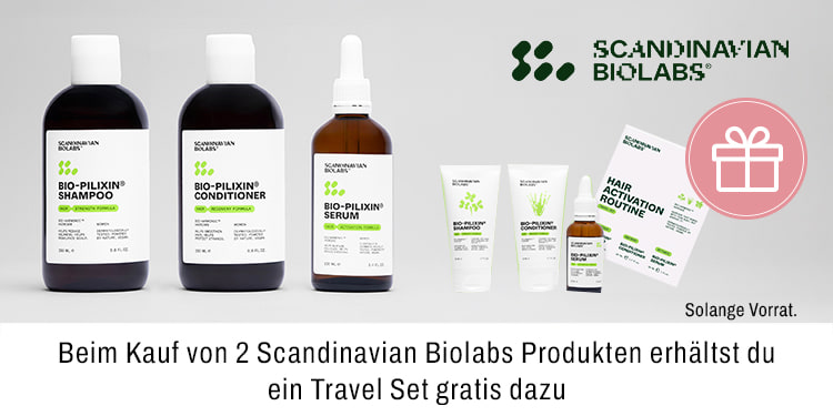 Beim Kauf von zwei Scandinavian Biolabs Produkten erhältst du ein Travel Set gratis dazu