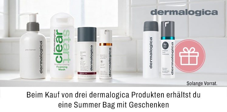 Beim Kauf von drei Dermatologica Produkten erhältst du eine Summer Bag mit Geschenken