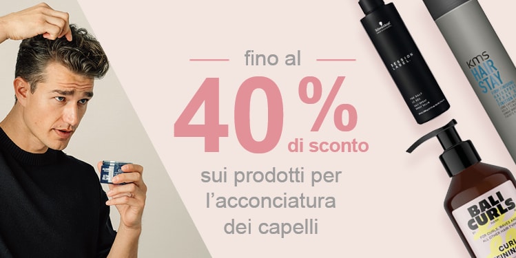 fino al 40 percentuale di sconto sui prodotti per l\'acconciatura dei capelli