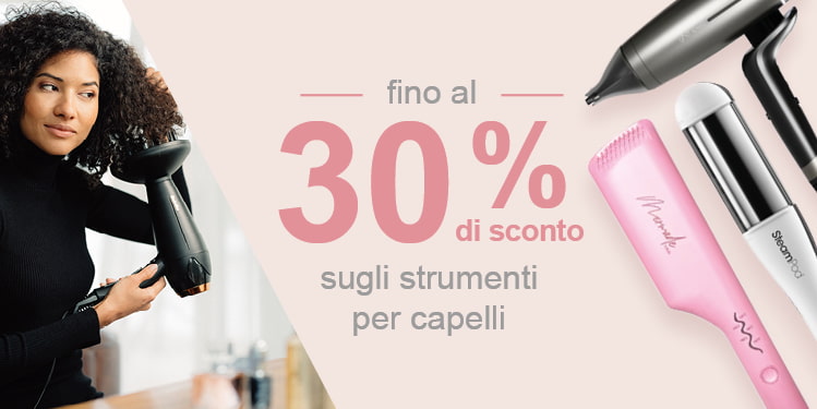 fino al 30 percentuale di sconto sugli strumenti per capelli