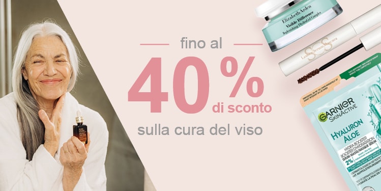 fino al 40 procentuale di sconto sulla cura del viso