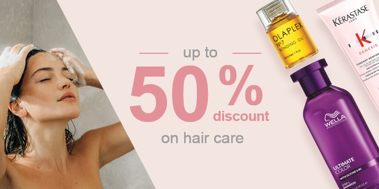 up to 50 per cent discount on hair care