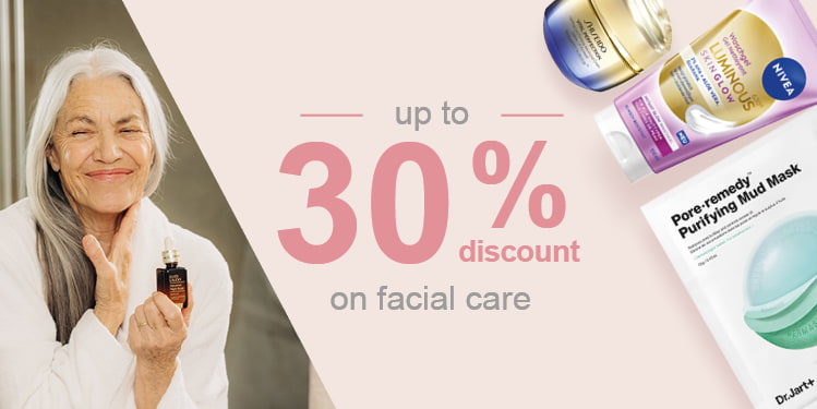 up to 30 per cent discount on facial care
