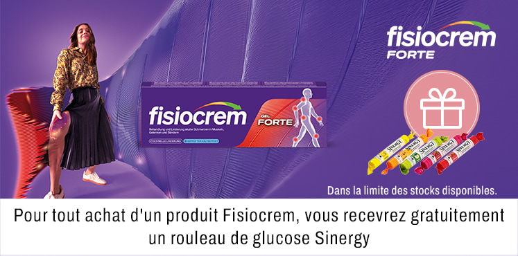 Pour tout achat dun produit Fisiocrem vous recevrez gratuitement un rouleau de glucose Sinergy