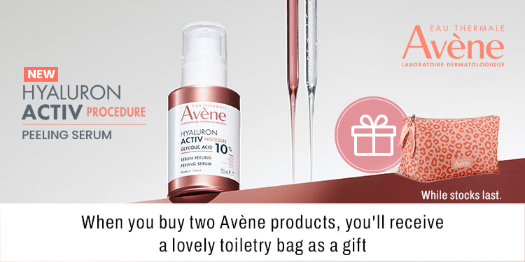 When you buy two Avène products, you\'ll receive a lovely toiletry bag as a gift