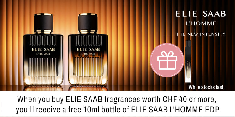 When you buy Elie Saab fragrances worth CHF 40 or more you will receive a free 10ml bottle of Elie Saab l Homme EDP