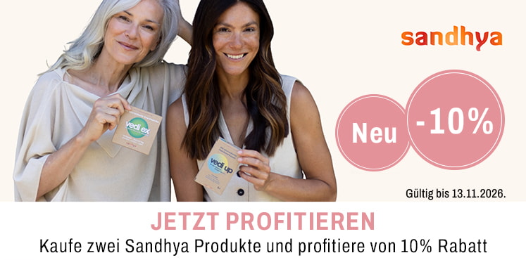 Kaufe zwei Sandhya Proukte und profitiere von 10 Prozent Rabatt
