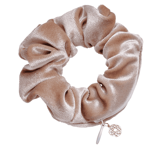 Scrunchie Yoga velvet with zipper, beige
