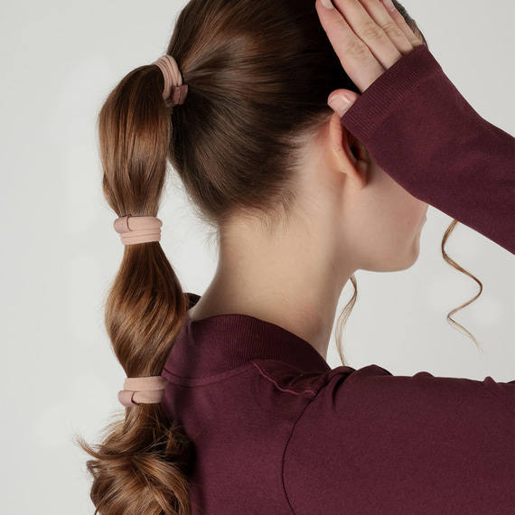 Elastico per capelli Yoga morbido 6 pezzi, beige, rosa terracotta