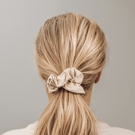 Leather Scrunchie Cream
