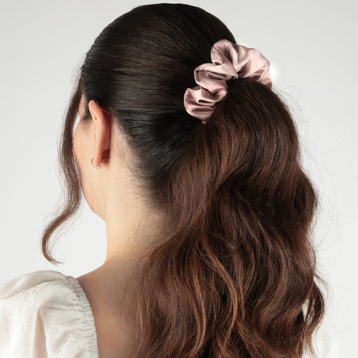 Scrunchie In Satin Effetto Serpente - Rosé