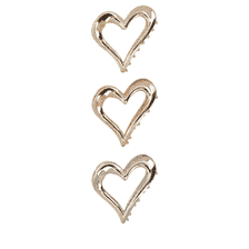 Set Of Heart Hair Clips - Rose Gold, Gold, Silver