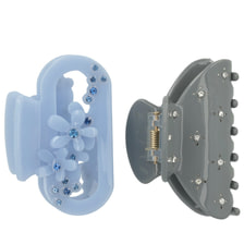 Hair Clip With Rhinestones - Gray & Blue