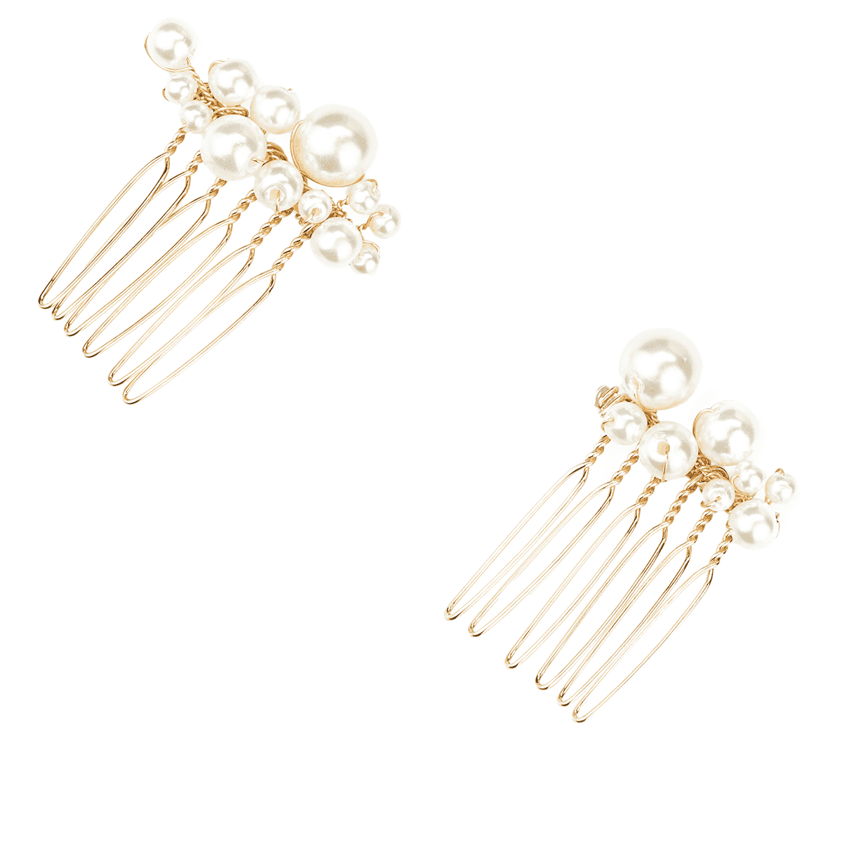 Petits peignes à cheveux avec perles, coloris doré, lot de 2