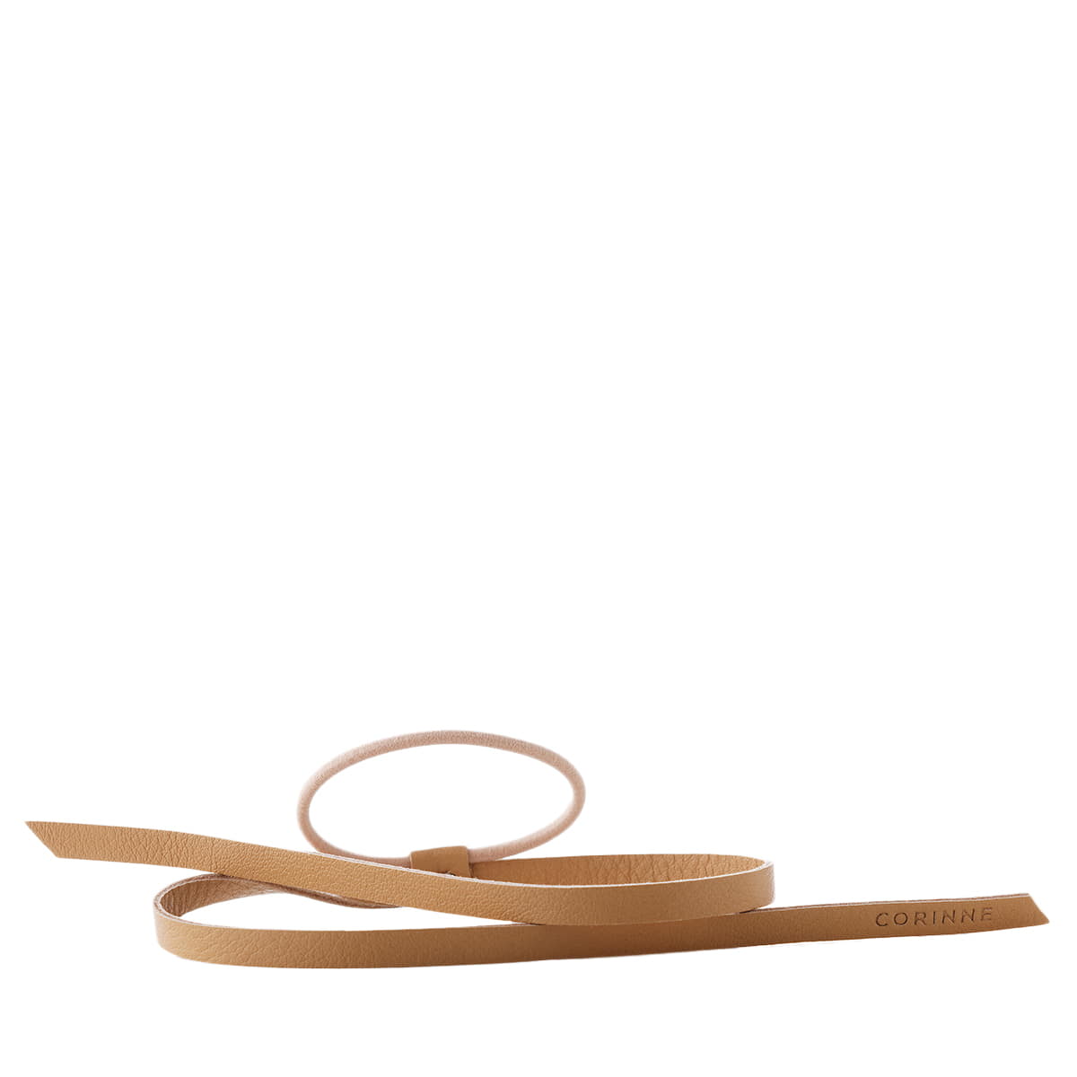 Leather Band Short Narrow Camel