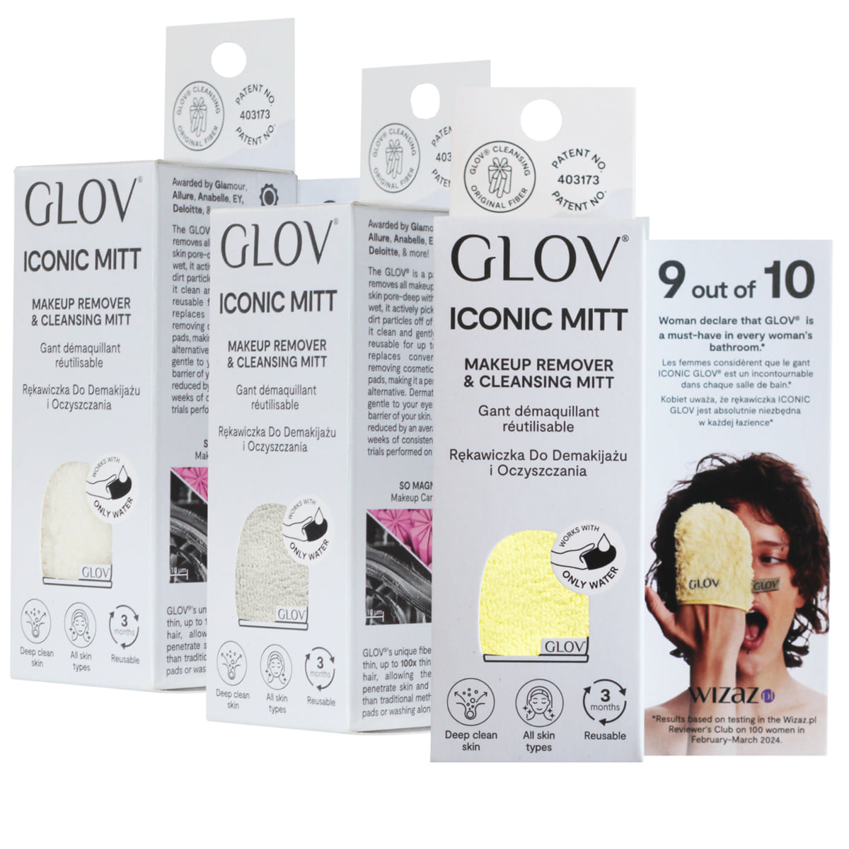 3x Iconic Mitt - Ivory, Banana & Silver Stone