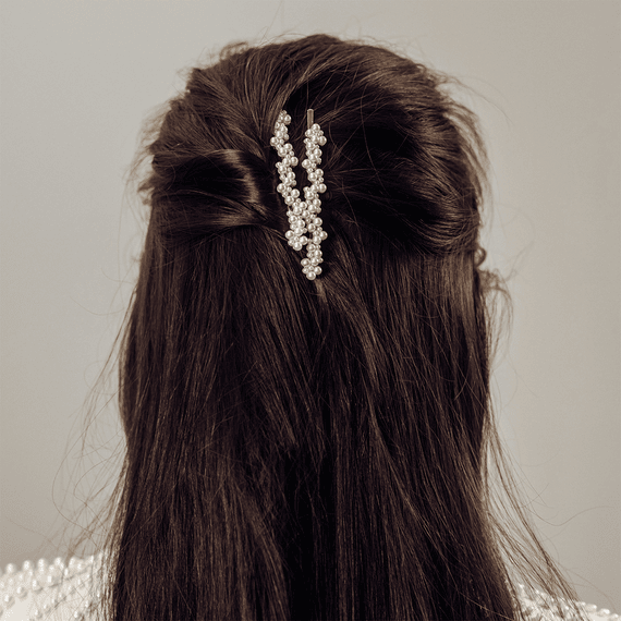 Hair Slider Pearls Gold
