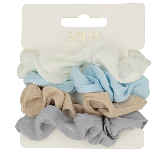 Scrunchie - Off-White, Blau, Hellbraun