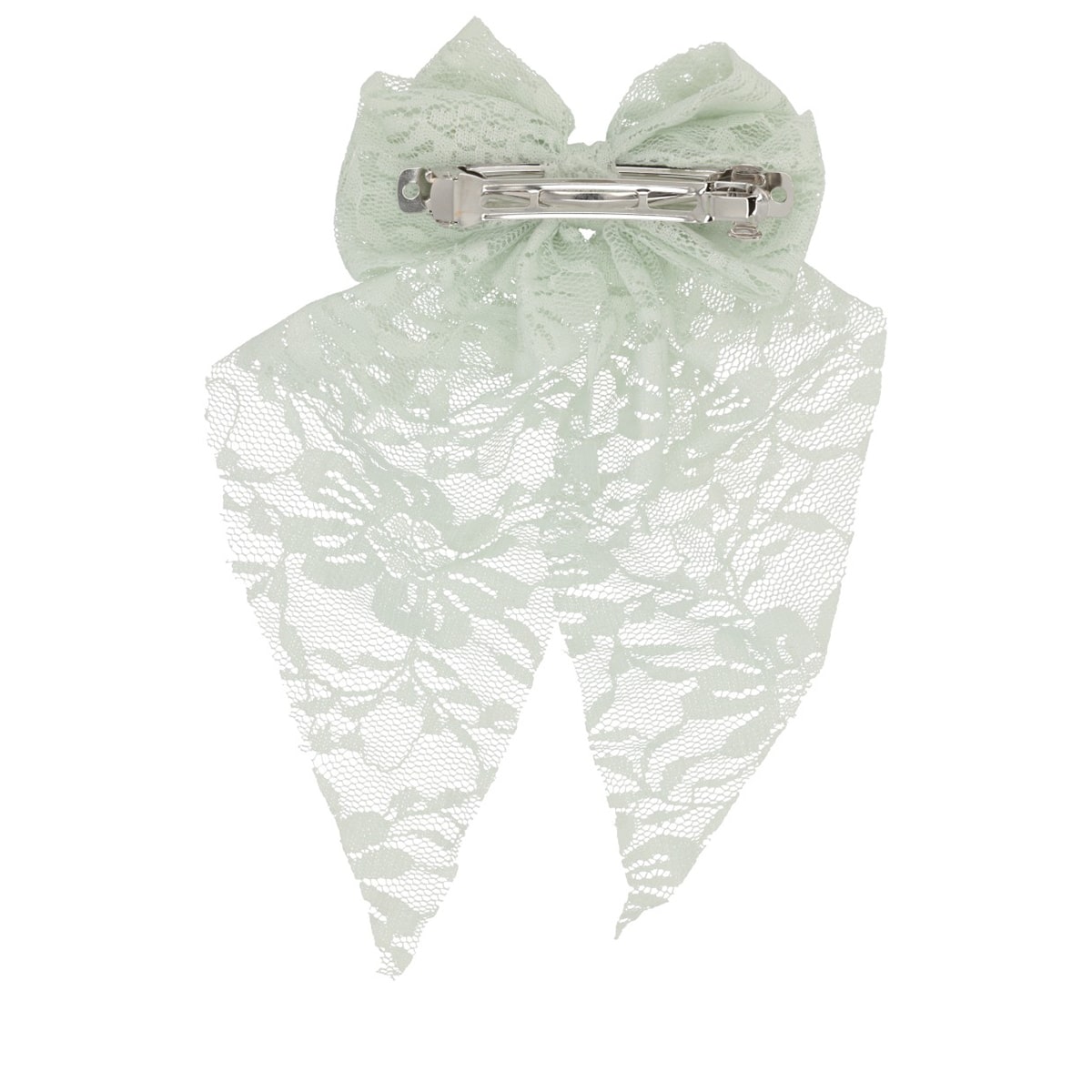 Hair Barrette With Lace Bow - Sage Green