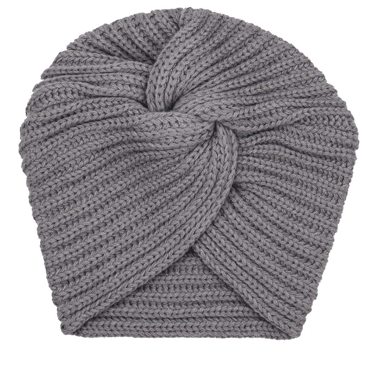 Knitted turban cap, grey
