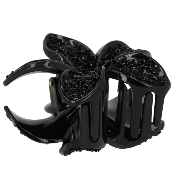 Lotus Hair Clip Crystal Effect - Black