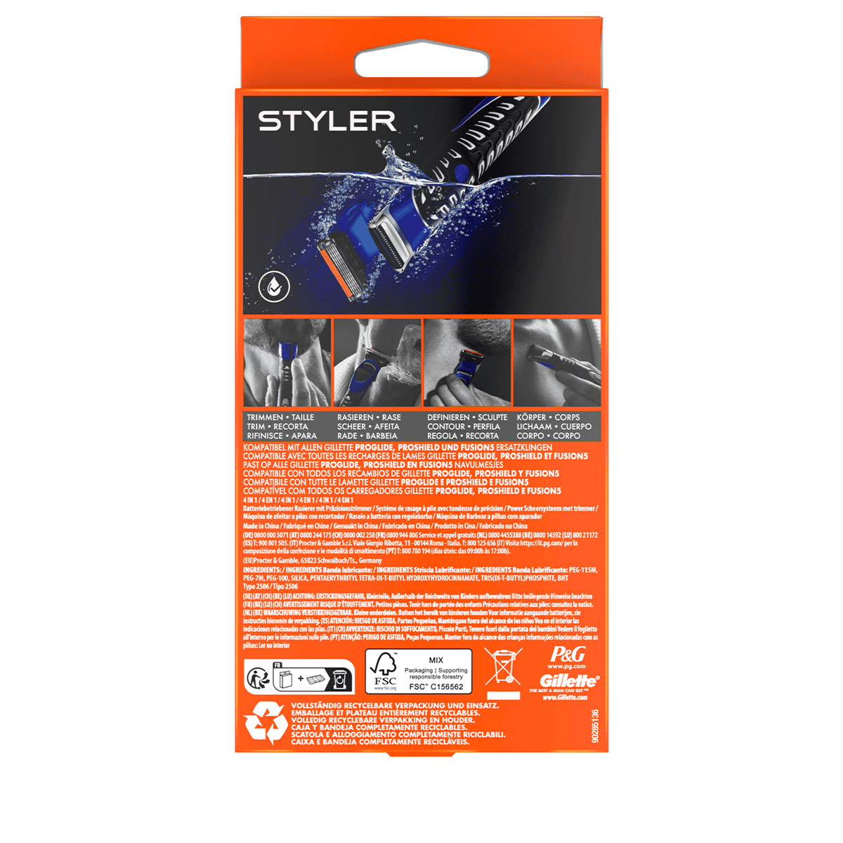 ProGlide Styler Rasoir Électrique avec 3 Sabots et 1 Lame