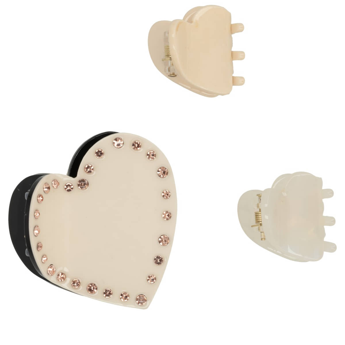 Set Of Heart Clips - Beige