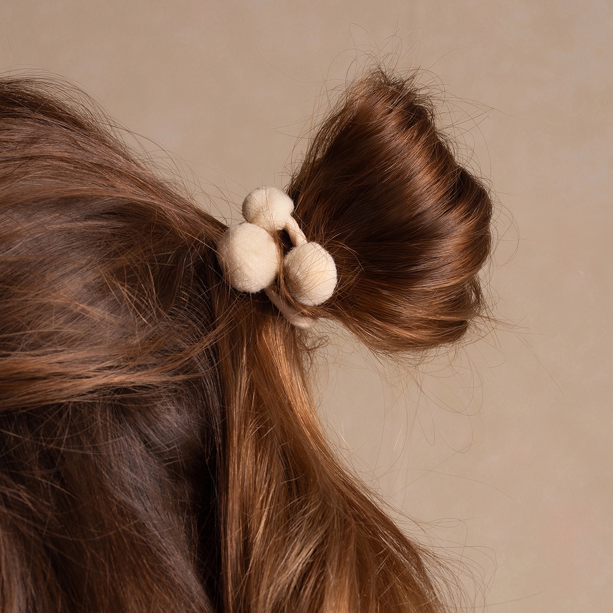 Hair Tie Pom Pom "Ibiza" 3-pack Cream