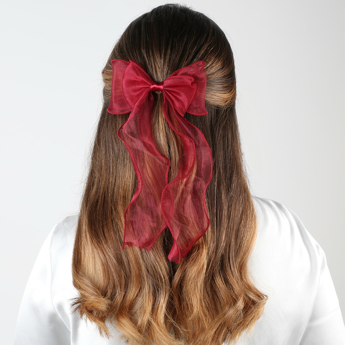 Bow On Hair Clip - Burgundy