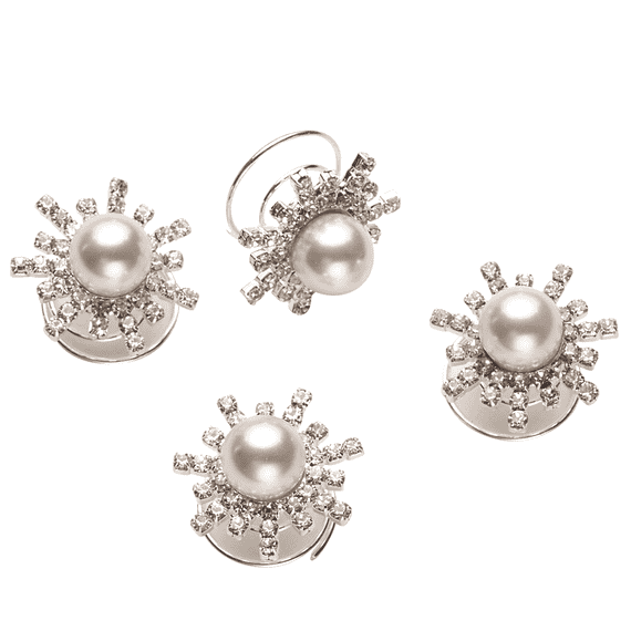 Riccioli con perline e strass, 2 cm, 4 pezzi