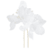 Forcina per capelli con fiori di tulle e perle, bianco, 2 pezzi