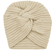 Knitted turban cap, beige