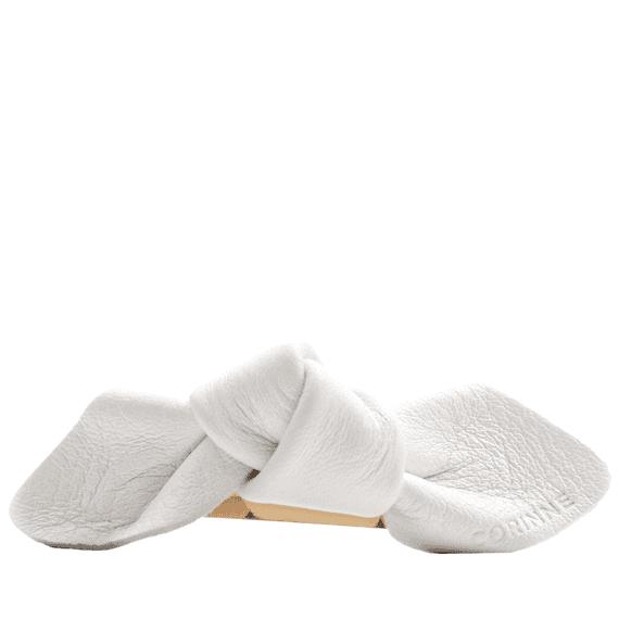 Leather Bow Small On Hair Clip White