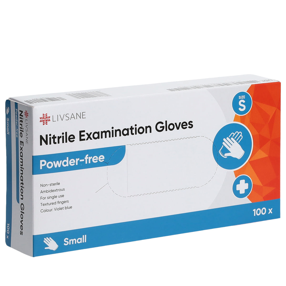Gants d'examen en nitrile S sans poudre, 100 pcs.