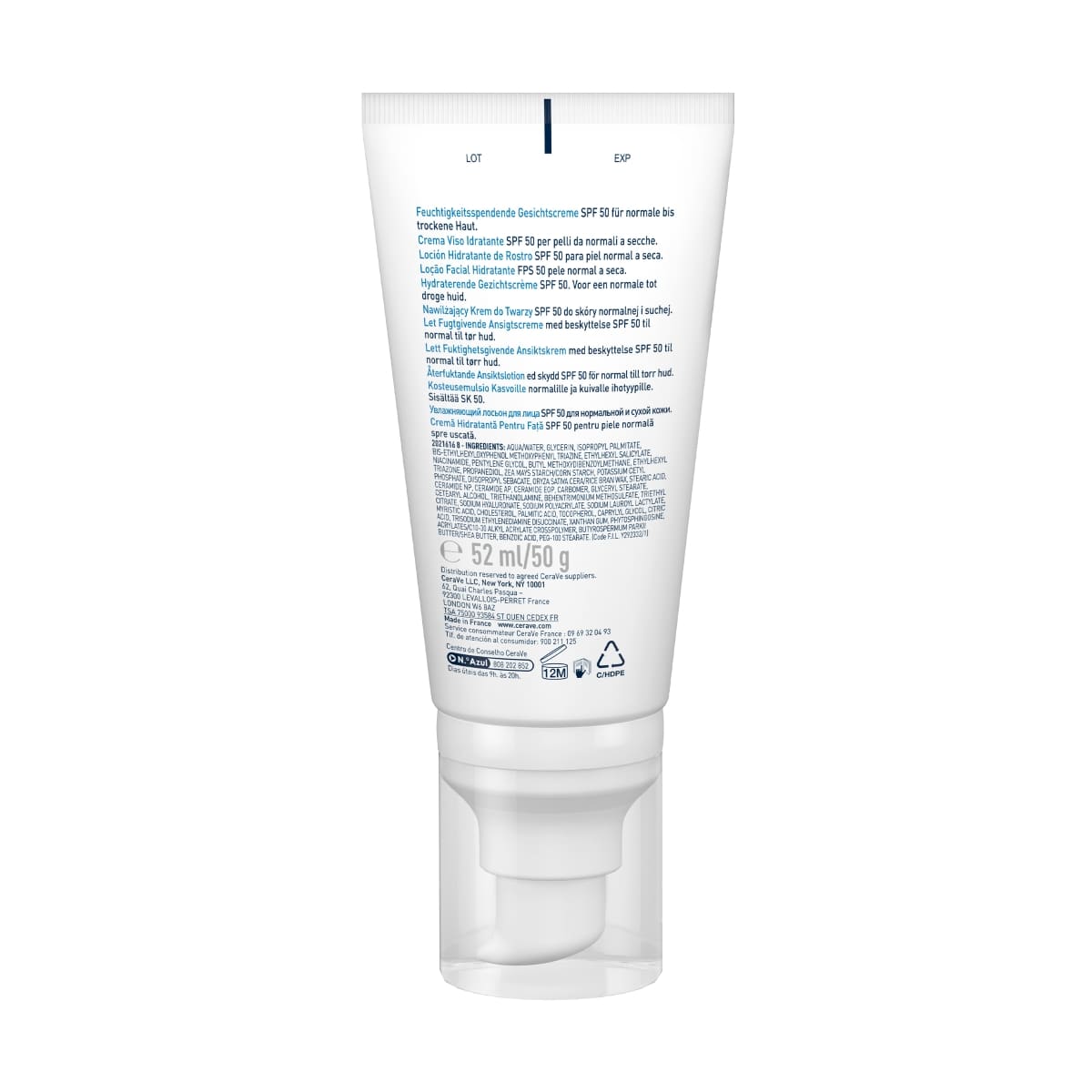 Crème hydratante visage SPF50